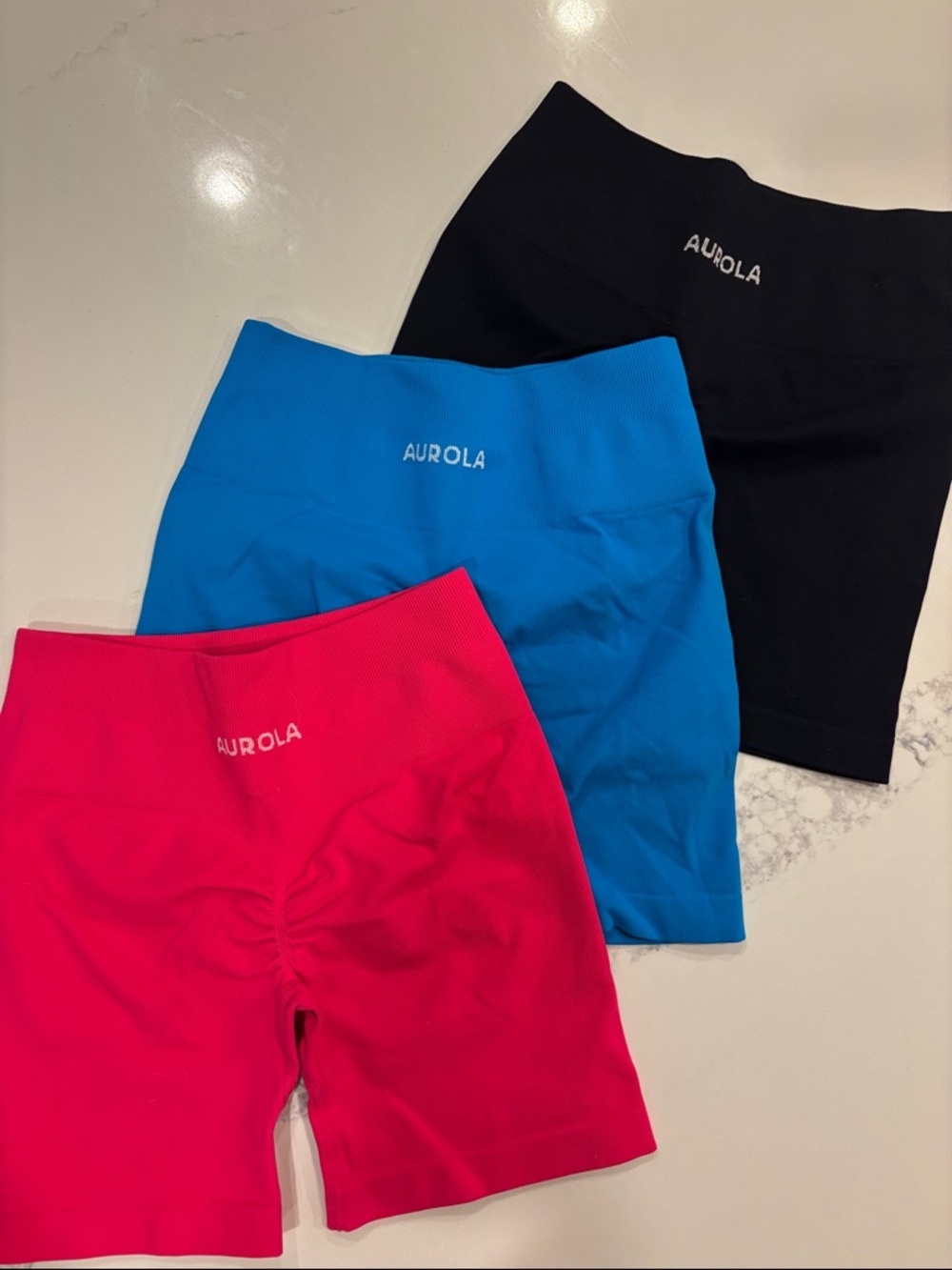 AUROLA Seamless Workout Shorts Bundle 3 Pack - Scrunch Butt - Extra Small